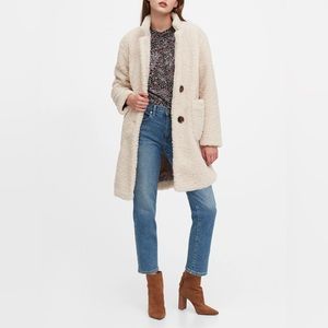 NWOT Banana Republic Women’s Casaco Sherpa Cocoon Coat in Off-White, Size Medium